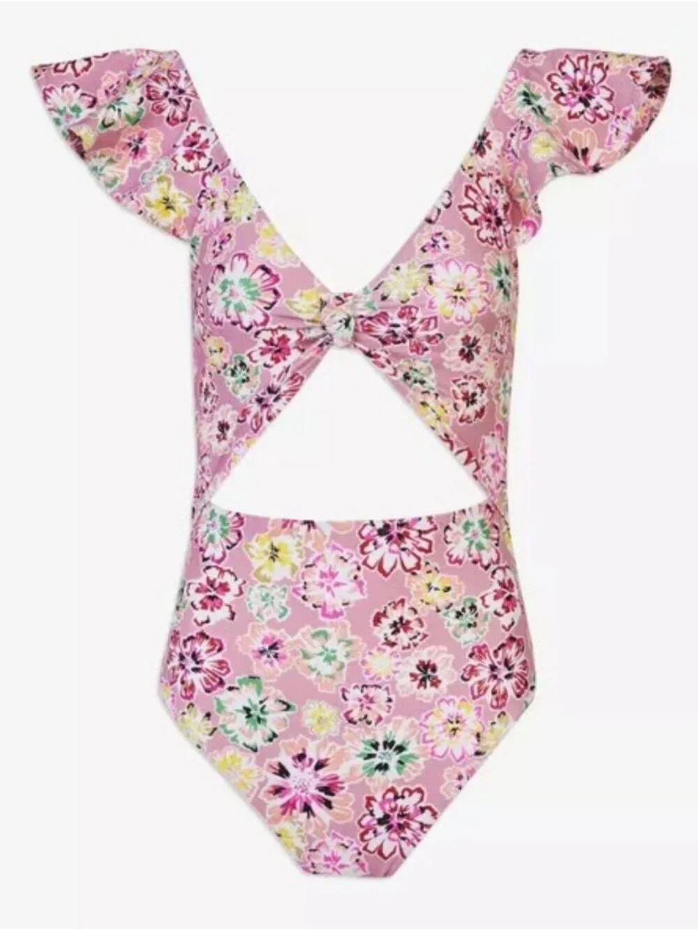 Tanya Taylor Coraline Pink Floral Knot One Piece Swimsuit Womens Size Small